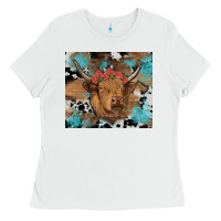 White western roses cow Ladies Tee - RanaPortraitStore