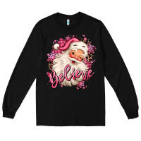 Black believe pink christmas santa claus Long Sleeve Tee - MaliasSmallBusiness