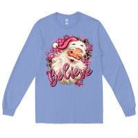 Colony Blue believe pink christmas santa claus Long Sleeve Tee - MaliasSmallBusiness
