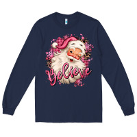 Navy believe pink christmas santa claus Long Sleeve Tee - MaliasSmallBusiness