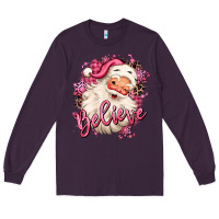 Plum believe pink christmas santa claus Long Sleeve Tee - MaliasSmallBusiness