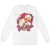 White believe pink christmas santa claus Long Sleeve Tee - MaliasSmallBusiness