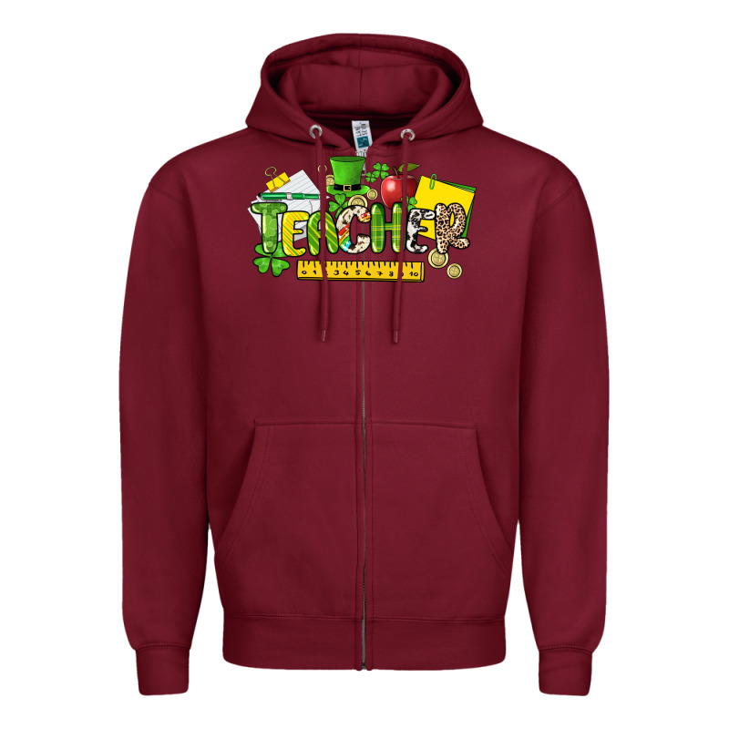 Teacher St. Patricks Day Zipper Hoodie by NancyCooperArtShop | Teevron