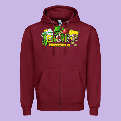 Teacher St. Patricks Day Zipper Hoodie Designed By Nancycooperartshop
