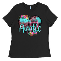 Black auntie leopard turquoise heart Ladies Tee - JahusDesignShop