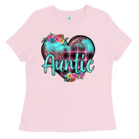 Bubblegum Pink auntie leopard turquoise heart Ladies Tee - JahusDesignShop