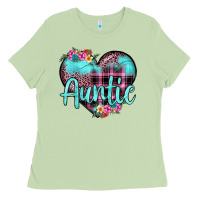 Matcha auntie leopard turquoise heart Ladies Tee - JahusDesignShop