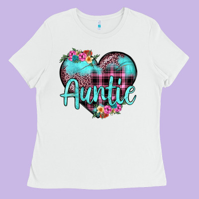 Auntie Leopard Turquoise Heart Ladies Tee Designed By Jahusdesignshop