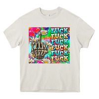 Cream fuck everything skeletons Heavy Core Tee - AdoDesignShop