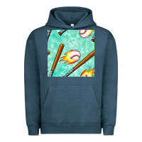 Pigment Midnight Navy baseball bat with thunders seamless pattern Urban Hoodie - BundleAndBundleShop