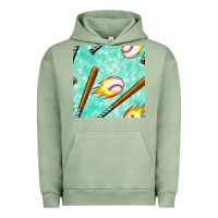 Pigment Oil Green baseball bat with thunders seamless pattern Urban Hoodie - BundleAndBundleShop