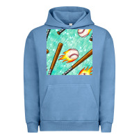 Pigment Pebble Blue baseball bat with thunders seamless pattern Urban Hoodie - BundleAndBundleShop