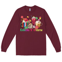 Burgundy cafecito y chisme coffee cups Long Sleeve Tee - MaliasSmallBusiness