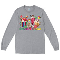 Heather Grey cafecito y chisme coffee cups Long Sleeve Tee - MaliasSmallBusiness