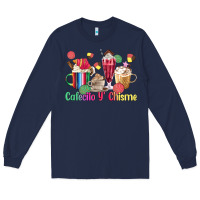 Navy cafecito y chisme coffee cups Long Sleeve Tee - MaliasSmallBusiness
