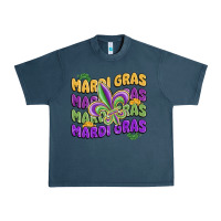 Midnight Navy mardi gras with fleur de lis Urban Heavy Tee - MaliasSmallBusiness
