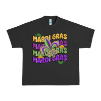 Pigment Black mardi gras with fleur de lis Urban Heavy Tee - MaliasSmallBusiness