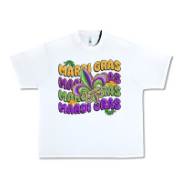 White mardi gras with fleur de lis Urban Heavy Tee - MaliasSmallBusiness