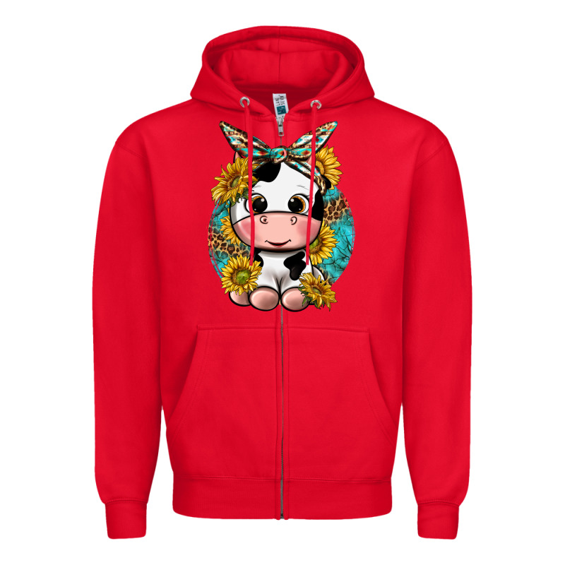 Cute Cow With Sunflower And Leopard Zipper Hoodie by texasbilliewilder | Teevron