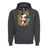 Smoke cute cow with sunflower and leopard Zipper Hoodie - texasbilliewilder