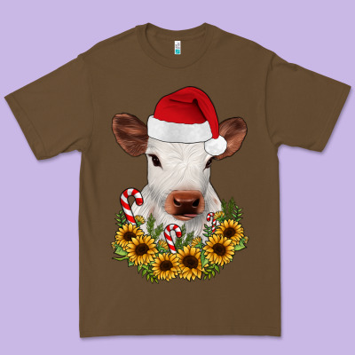 Calf Sunflower Christmas Premium Tee Designed By Jahusdesignshop