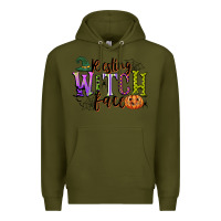 Army Green resting witch face Premium Hoodie - CowGirlArtShop