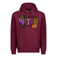 Burgundy resting witch face Premium Hoodie - CowGirlArtShop