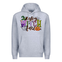 Heather Grey resting witch face Premium Hoodie - CowGirlArtShop