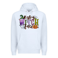 White resting witch face Premium Hoodie - CowGirlArtShop