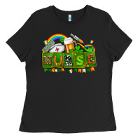 Black st patricks nurse Ladies Tee - AdoDesignShop