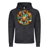 Vintage Black Highland Cow Pattern Vintage Hoodie - Jasminsmagicworld