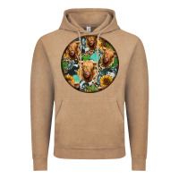 Vintage Coffee Highland Cow Pattern Vintage Hoodie - Jasminsmagicworld