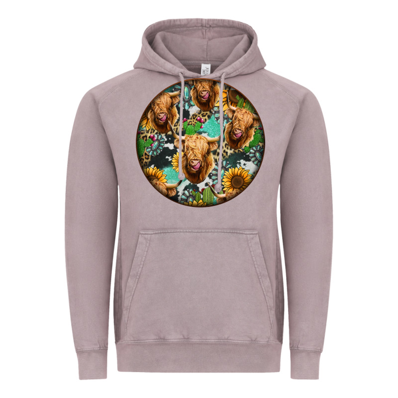 Highland Cow Pattern Vintage Hoodie by Jasminsmagicworld | Teevron