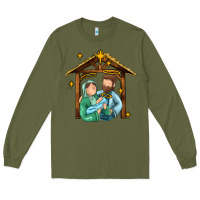 Army Green jesus newborn oh holy night Long Sleeve Tee - MaliasSmallBusiness