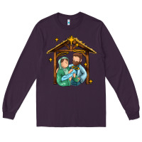 Plum jesus newborn oh holy night Long Sleeve Tee - MaliasSmallBusiness