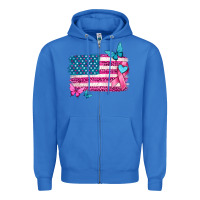 True Royal american flag breast cancer with ribbon Zipper Hoodie - texasbilliewilder