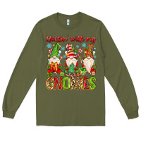 Army Green chillin with my gnomies Long Sleeve Tee - MaliasSmallBusiness