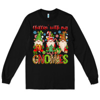 Black chillin with my gnomies Long Sleeve Tee - MaliasSmallBusiness