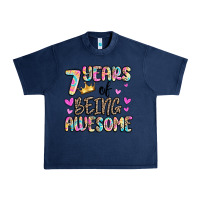 Navy 7 years of being awesome Urban Heavy Tee - MaliasSmallBusiness