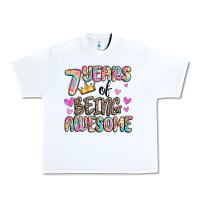 White 7 years of being awesome Urban Heavy Tee - MaliasSmallBusiness