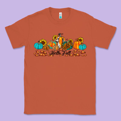 Hello Fall Pumpkin Sunflower Classic Tee Designed By Jahusdesignshop
