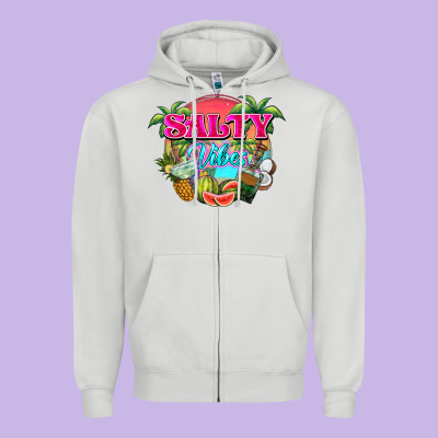 Salty Vibes Summer Zipper Hoodie Designed By Nancycooperartshop