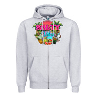 Heather Grey Salty vibes summer Zipper Hoodie - NancyCooperArtShop