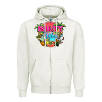 Oatmeal Heather Salty vibes summer Zipper Hoodie - NancyCooperArtShop