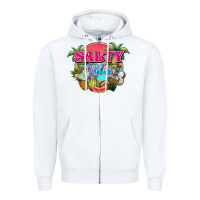 White Salty vibes summer Zipper Hoodie - NancyCooperArtShop