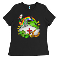 Black nurse  st patricks Ladies Tee - AdoDesignShop