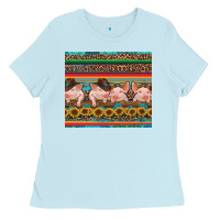 Baby Blue western serape pigs Ladies Tee - RanaPortraitStore