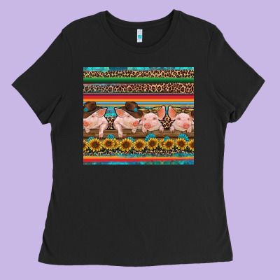 Western Serape Pigs Ladies Tee Designed By Ranaportraitstore