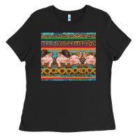 Black western serape pigs Ladies Tee - RanaPortraitStore