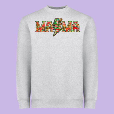 Mama Christmas Lightning Bolt Heavyweight Sweatshirt Designed By Nancycooperartshop